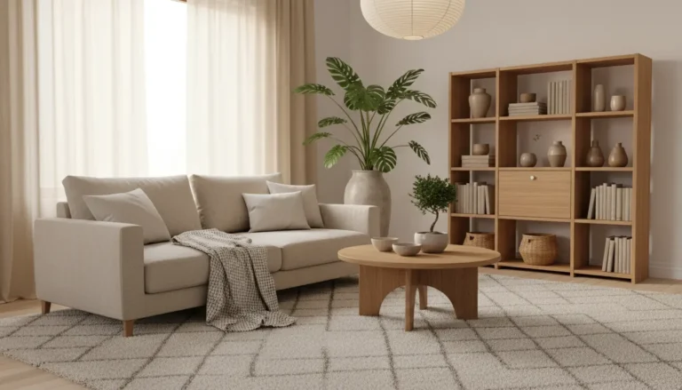 Salon w stylu japandi – minimalizm z nutą ciepła 2 salon w stylu japandi minimalizm cieplo aranzacja